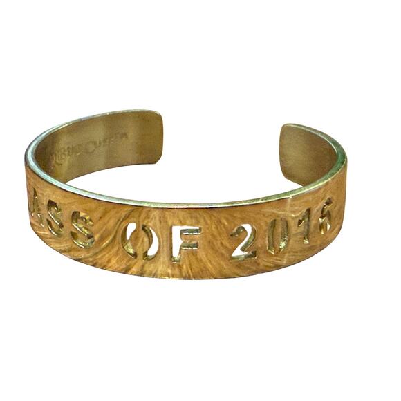 Rustic Cuff Gold-Tone Class of 2016 Cut-Out Cuff Bracelet Grad Gift Preowned - Picture 7 of 15